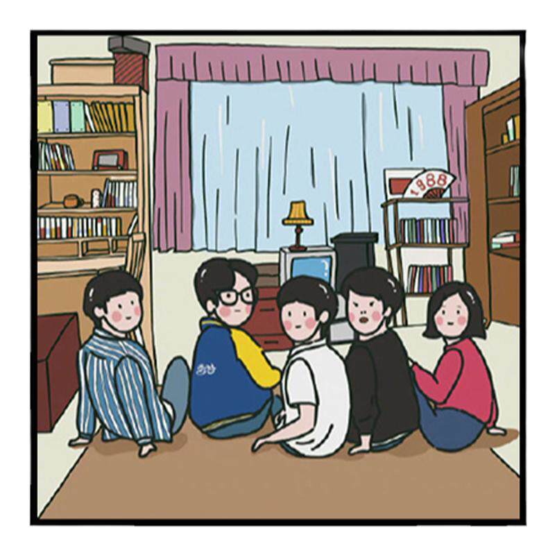请回答1988漫画版一家人数字油画手绘填色丙烯油彩画画正焕德善