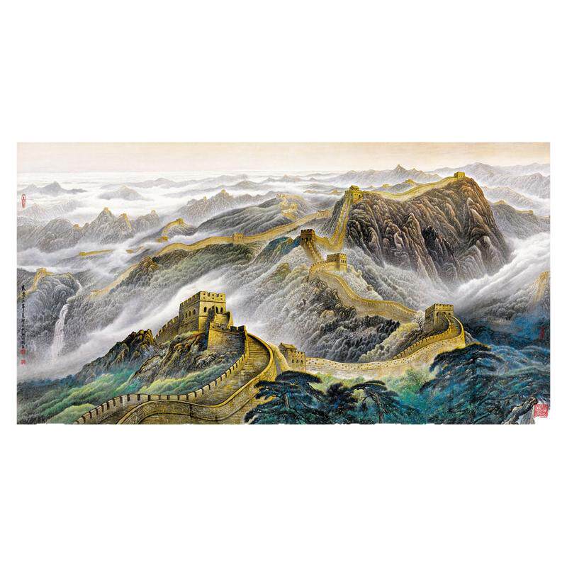 邹玉利国画真迹高清微喷复制品长城挂画万里长城龙抬头客厅山水画