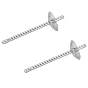 999纯银配件半孔珍珠托耳针耳钉托珠盘DIY碗针空托粘珍珠手工耳钉