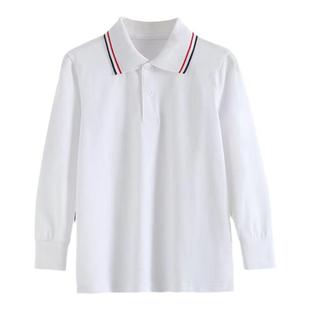 初中小学生校服内搭白色长袖t恤男女高中生polo衫班服打底衫上衣