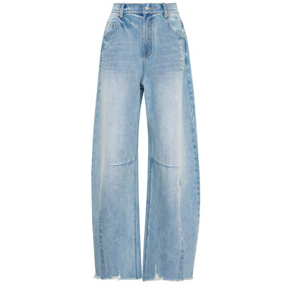 夏莫卡解构主义弧形弯刀牛仔裤