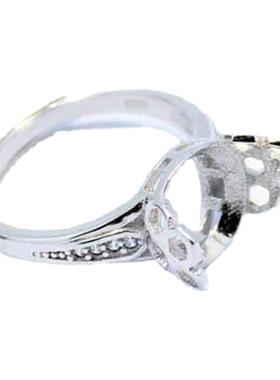 s925纯银戒指空托女款diy珠子