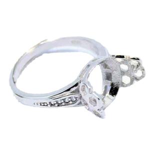 S925纯银戒指空托女款可旋转珠子心形转运珠DIY蜜蜡珍珠托圆珠910