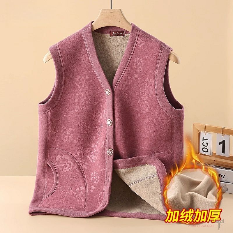 新款冬季妈妈装棉马甲女中老年开衫大码外穿棉坎肩奶奶加绒马夹