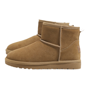 环球真皮雪地靴男冬季2025新款防滑靴子皮毛一体毛绒保暖短靴棉鞋