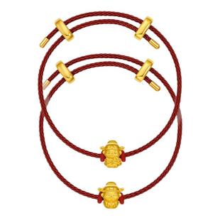 周六福黄金5d硬金财神转运珠女款定价黄金小神佛手绳送新年礼物