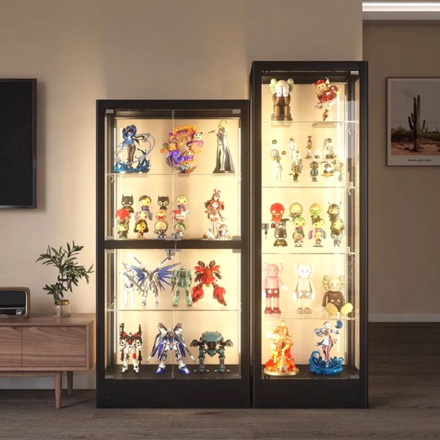 透明玻璃展示柜高达乐高手办展柜模型礼品防尘柜带锁可调式收纳柜