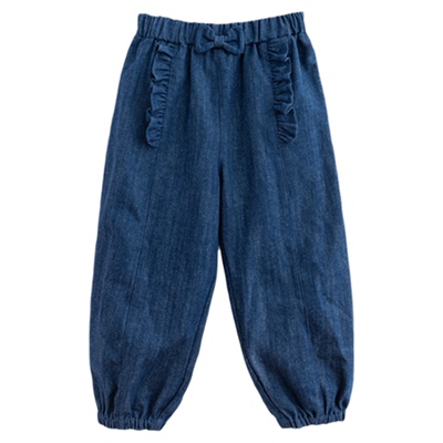 幼歌春季儿童蝴蝶结牛仔束脚裤