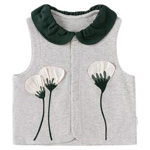 【清仓】babylove婴幼儿马甲春秋纯棉背心女宝宝洋气坎肩一隅花开