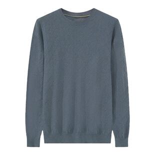 鹿王100%纯羊绒衫男士圆领变化组织男套衫宽松商务保暖舒适新款