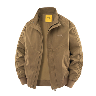 JEEP/吉普夹克男秋冬季加绒加厚上衣宽松休闲纯棉立领工装外套男