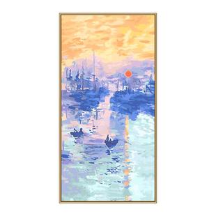 自油自画数字油画diy填色绘手工填充油彩玄关装饰画 莫奈日出印象