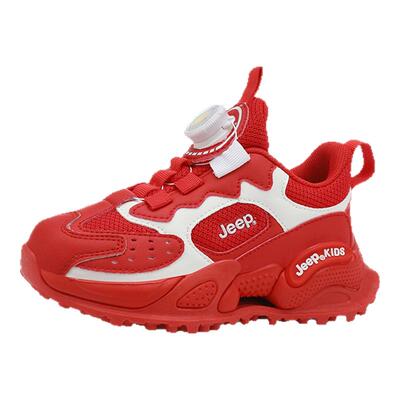 jeep儿童大红鞋2026春夏网面跑鞋