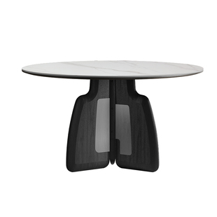 实木圆形餐桌轻奢高端家用2025新款意式极简8/10人岩板圆桌带转盘