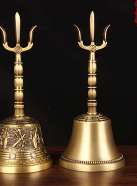 铜手摇铃摆件 铜法铃摆件