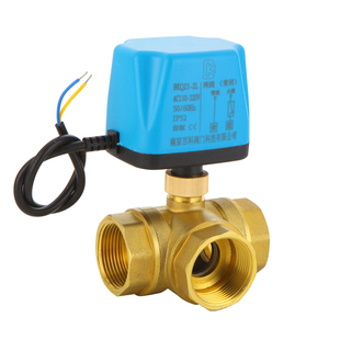 常闭式电动阀门两线三通球阀电磁阀太阳能自来水阀220V24V6分DN20