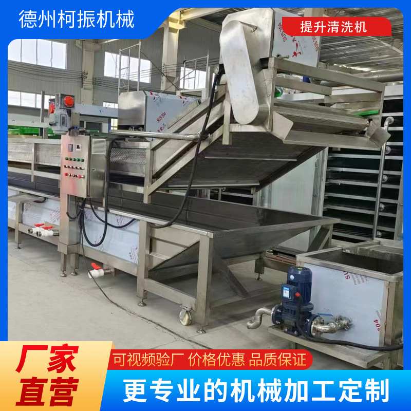 提升式气泡清洗机酸菜椰肉鼓泡清洗设备大型海鲜类清洗解冻流水线