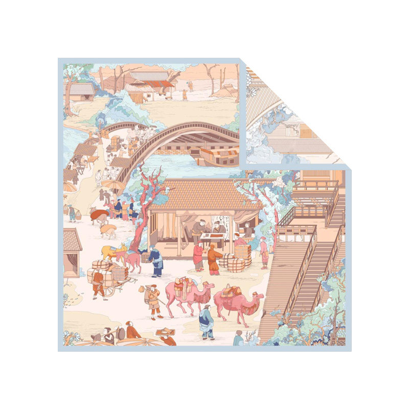 【名画系列】宝石蝶夏桑蚕丝双面披肩女礼物送长辈真丝丝巾礼盒装