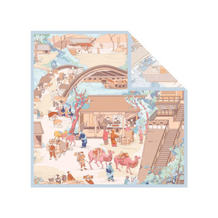 【名画系列】宝石蝶夏桑蚕丝双面披肩女礼物送长辈真丝丝巾礼盒装