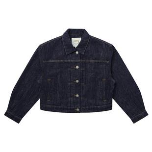 【春夏甄选】Hazzys哈吉斯短款牛仔夹克女士通勤时尚长袖宽松外套