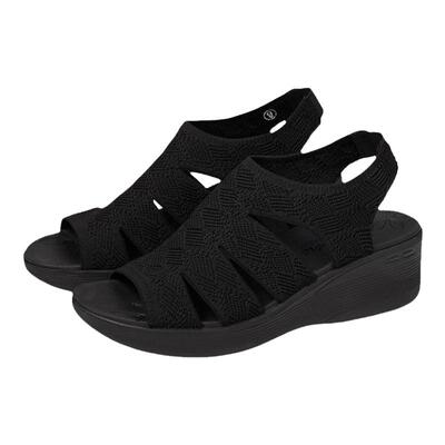 Skechers/斯凯奇女鞋凉鞋高跟鞋坡跟通勤露趾百搭绑带夏季163394