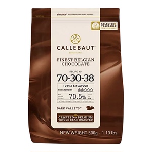 嘉利宝70.5%黑巧克力豆币500g