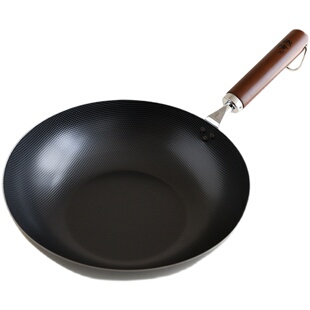 日本进口吉川无涂层铁锅圆底平底锅物理不粘家用单人熟铁超轻炒锅