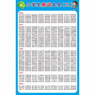 小学生1-6年级叠词大全墙贴 近义词反义词挂图必背古诗成语分类