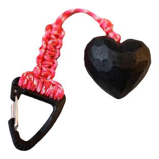 木刻自习室Decora黑色爱心包挂件伞绳手工编织木雕爱心情人节礼物