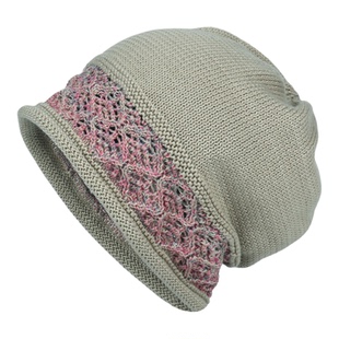 单层针织帽卷边套头帽女士薄款包头帽宽松版型毛线帽大头围头巾帽