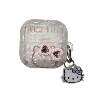 贝壳纹闪钻kitty耳机保护壳适用于华为freeclip2保护套防摔se3半透freeclip方形软壳airpods4代少女心6i少女