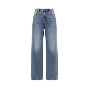 【折扣新降】FF仿佛春秋季蓝色复古牛仔裤女阔腿高腰直筒薄款宽松