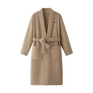 蕉内绒绒500Home男女同款保暖半边绒加厚加绒净色直襟冬季睡袍