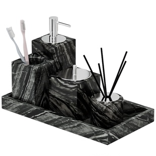 天然大理石纸巾盒托盘套装卫生间洗手台洗漱用品软装收纳摆件轻奢