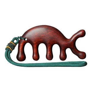 正品紫光檀经络梳子头皮按摩梳经脉头部檀木梳男女筋络梳头皮疏通