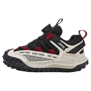 jeep黑色女童鞋子运动鞋春季2026新款网面透气儿童防滑阿甘跑步鞋