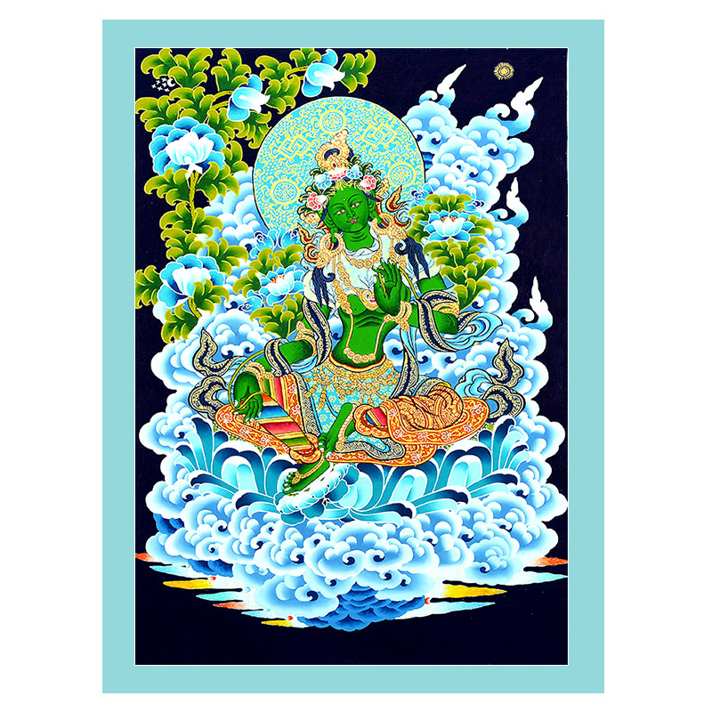 欧斯特绿度母唐卡装饰画