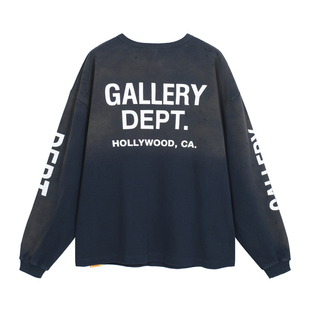 GALLERY DEPT美式高街复古做旧破洞男女宽松休闲华夫格长袖T恤潮