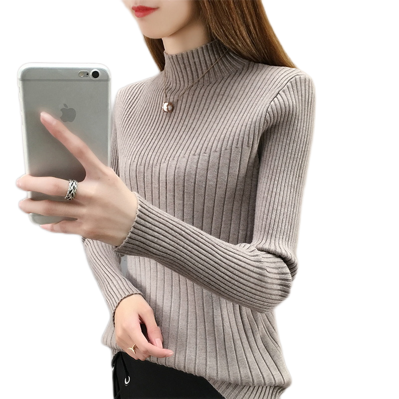 韩版秋装2024新款修身内搭针织打底衫洋气毛线半高领女士网红毛衣
