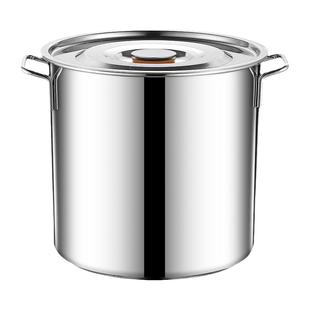 304不锈钢桶圆桶食品级大容量卤水桶50熬汤商用带盖加厚家用汤锅
