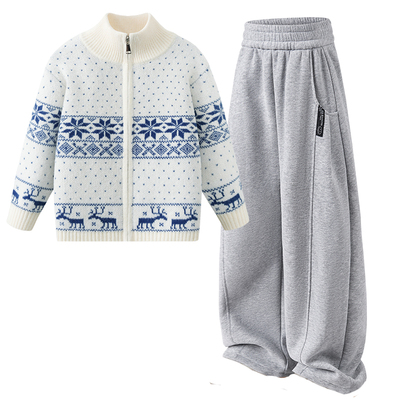 雅鹿女童毛衣冬季加厚针织衫长裤