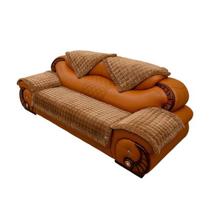 毛绒真皮沙发垫防滑四季通用