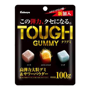 日本进口Kabaya卡巴也TOUGH大颗粒耐嚼软糖运动饮料可乐汽水糖果