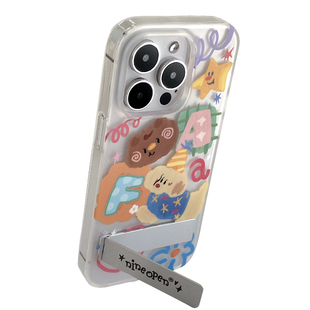 九点半双层拼接星星腊肠狗小熊金属隐藏支架适用于苹果17promax/16PM手机壳iPhone17Pro/15pro手机防摔保护套