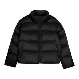 pusumede黑色短款白鸭绒羽绒服女2025秋冬加厚休闲宽松面包服外套