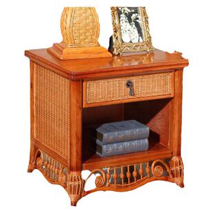 真藤床头柜藤制矮柜藤艺多用柜印尼植物藤木藤编单门双抽屉床头柜