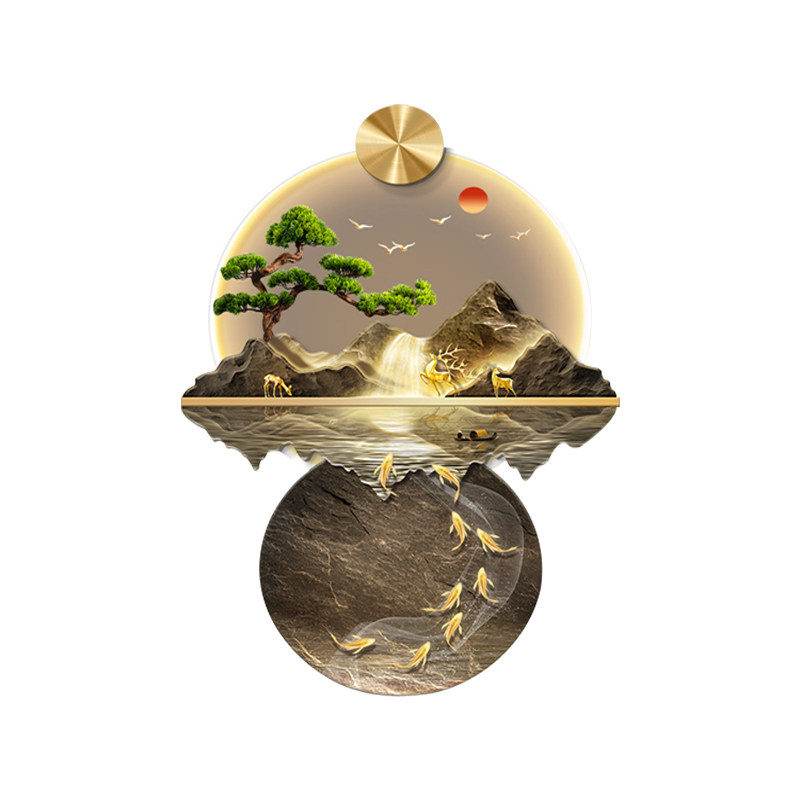 流水生财新中式玄关装饰画