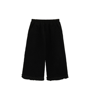 砚台家森系儿童花边加绒直筒裤女童裤子冬季灯芯绒休闲裤宝宝长裤