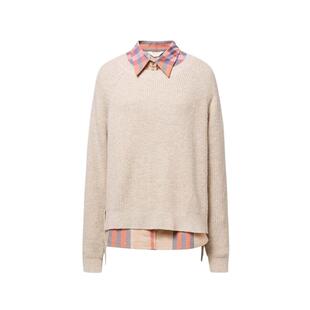 sdeer圣迪奥冬季女装学院风格纹衬衫两件套针织衫S24483528