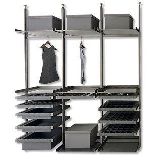 极简轻奢定制铝合金立柱玻璃层板衣帽间架走入式现代简约整体衣柜